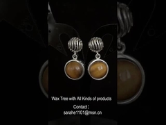 Runde Tiger-Auge Stein-Stud Ohrringe Rhodiumplattiert 925 Silber zum Geschenk