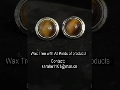 Rhodiumplattierte 925 Sterling Silber-Edelstein-Ohrringe Runde Tiger-Edelstein-Ohrringe