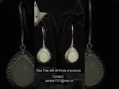 925 Sterling Silber Edelstein Ohrringe 5,63 g Birnenform Weißnecke