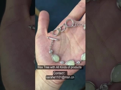 Heilsteine 925 Sterling Silber Armband 8x12mm Birne Weiß Jade Armband