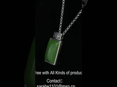 2.08g 925 Silber Edelstein Anhänger Perlenkette 9x14mm Rechteck Grüner Jade Anhänger