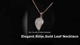 Elegante Tropfen-Blatt-Halskette aus Roségold 925