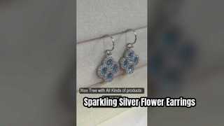 Atemberaubende 925 Silber Aquamarin-Glücksblumen-Ohrringe