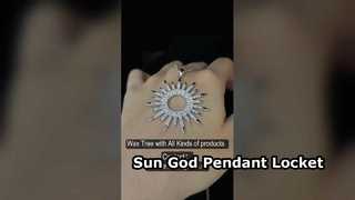 Sun God Pendant Necklace CZ Locket Jewelry