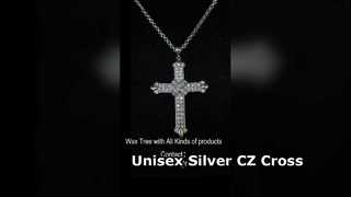 Unisex Silber CZ Kreuz Anhänger 925 Sterling Silber