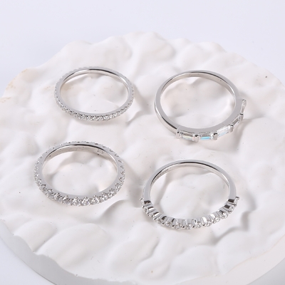 Verpflichtung Ring Unisex Silver Wedding Rings 1.30g 925 CZ für Paare