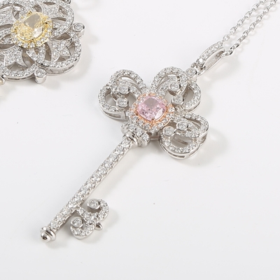 Halsketten-Frau Sterling Silver Fulls CZ Diamond Round Key Shape Charm des Körper-925 hängende