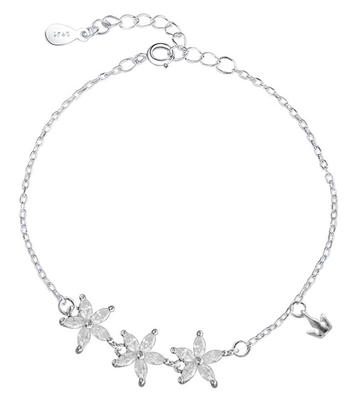 Silbernes Blumen-Armband-Mikroeinfügung des Temperaments-Bergkristall-925 für Frauen