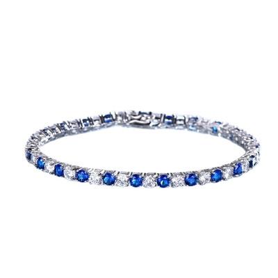 Hergestellter Nano-silberner feiner Luxusschmuck Blau-Sapphire Bracelet Women Romantic Weddings 925