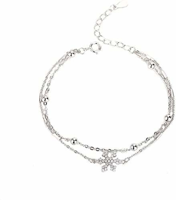 Glänzende Sterling Silver Link Bracelet For-Frauen-Doppelkette der Schneeflocken-925