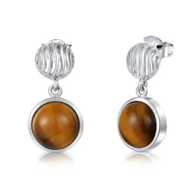 Mode 925 silberne CZ-Ohrring-moderne runde Weinlese Amber Earrings