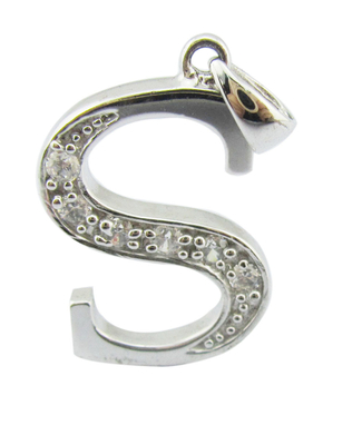 S925 18K Weißgoldplattierte Anhänger mit Alphabet S Silber Cz Anhänger Alphabet Anhänger Sommerferien