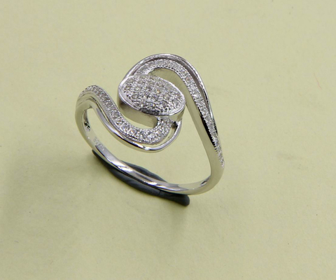 Swirl Elegant Glanz Rund CZ Diamant simulierte Cocktail Swirl Ring 925 Silber Mädchen Hochzeitstag