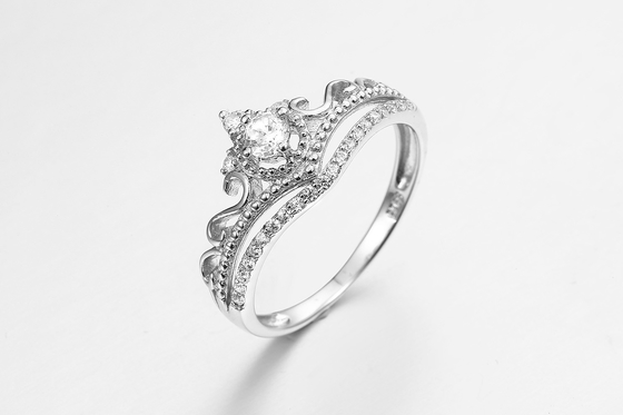 Ring-Sterling Silver Princess Crown Ring Soem 1.87g 925 silbernes CZ