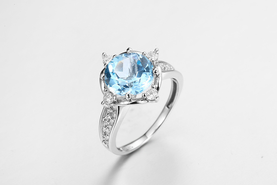 3.8g blaue Sapphire Stone Silver Ring Band AAA CZ für Frauen