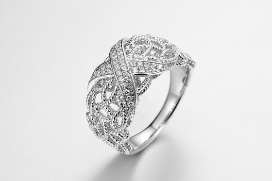 „Unzählige Knoten“ 925 Ringe Sterling Silvers CZ binden oben heiraten Geschenk