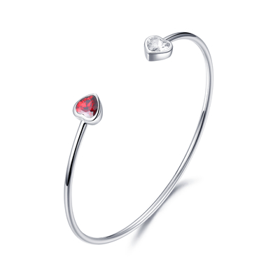 4.30g personifizierte rotes Herz Sterling Silver Bangle For Ladiess 6.0mm