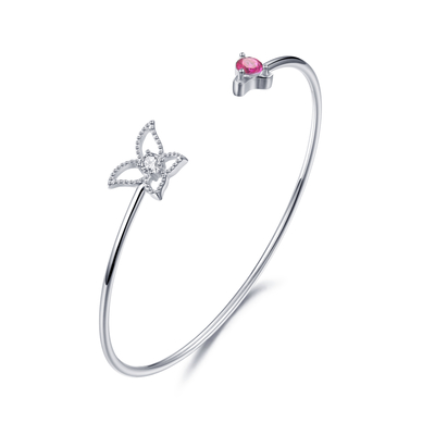 3.75mm Sterling Silver Butterfly Bangle Red Pandora Valentines Tag