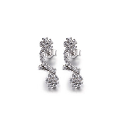 Semilune 925 silbernes Silber-Ohrgehänge CZ-Ohrring-1.95g für Frauen