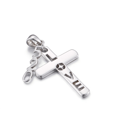 Soem-Liebesbrief-hängende Halskette Kreuzanhänger 2.89g Sterling Silver CZ