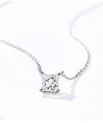 Gold Diamond Necklace Princess Cut Solitaire Diamond Necklace Yellow Gold 0.20ct 18K