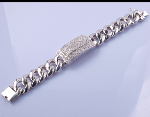 96,25 Gramm 925 silberne zusammenpassende magnetische Armbänder CZ-Armband-19cm für Paare
