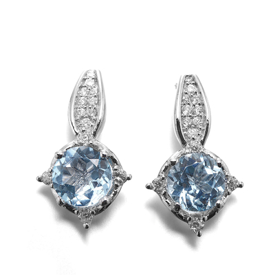 Kreis-Himmel-Blau-Topas 4.1g Sterling Silver Aquamarine Drop Earrings