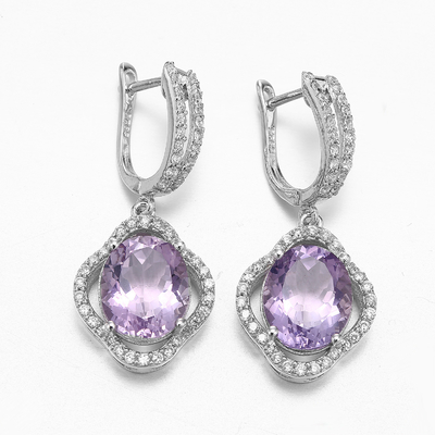 Amethyst 3.3g 925 Sterling Silver Gemstone Earrings Purple