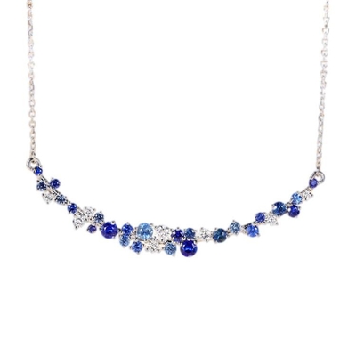 Mädchen 40cm Ketten-Sapphire Cluster Necklace 0.22ct Diamond Flower Cluster Pendant
