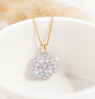 Gold Diamond Necklace Womens Dandelion Wish 4.5g 1.0ct 18K