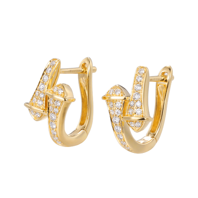 GEGEN Gold-Diamond Earringss 2.4g 0.16ct der Klarheits-18K Doppeltes vorangegangen Pfeil-Form