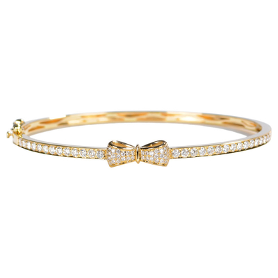 Kundengebundenes Bowknot-Gold Diamond Bangle Bracelets 18K 0.96ct 16.5cm luxuriös