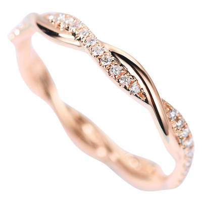 Verwobenes Karat-Gold Diamond Ring 0.2ct 2gram des Endstück-Gras-18 für Hochzeit