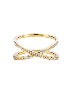 Das 18k-Gold der Frauen mit Kreuz Ring Shape Round Brilliant Cut Diamond Rings 0.39ct
