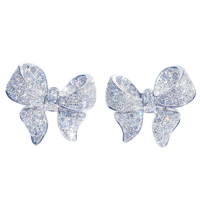 Platin Diamond Bow Stud Earrings 0.10ct GEGEN Klarheit 4.5gram fertigte besonders an
