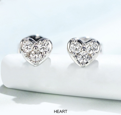 Runden-Brillantschliff-Diamant Sterling Silver Heart Shaped Stud-Ohrring-0.80ct
