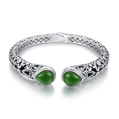 Perle Sterling Silver Bangless 10x12mm der Stein-Kristall-925 formen grüne Jade