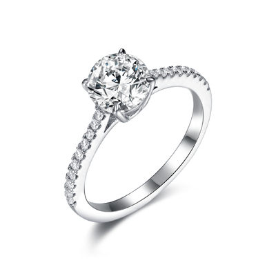 925 formte Runde Sterling Silver Diamond Engagement Ringss 6.0mm edle Art