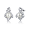 Perlen-Reihe 925 kleine Band-Ohrringe Silber CZ-Perlen-Ohrring-Junis Birthdaystone