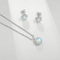 Der Frauen Silber Rhodium-Überzug die Halsketten-und der Ohrring-Schmuck-Satz Zircon-des Opal-925