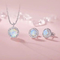 Der Frauen Silber Rhodium-Überzug die Halsketten-und der Ohrring-Schmuck-Satz Zircon-des Opal-925