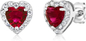 Frauen 925 rote Zirkoniumdioxid-Ohrringe Sterling Silver Wedding Sets Hearts und hängender Satz