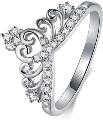 2.0mm Hauptsilberner Verlobungsring stein-925, Kronen-geformte Verpflichtung Ring For Women