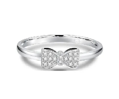 Schleifenknotenförmige 925er Sterlingsilber-Ringe, Zirkon-Sterlingsilber-Cz-Verlobungsringe