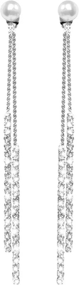 Baumeln Sie lang Rückgang 925 silberne CZ-Ohrringe, 3.2g langen Fall Diamond Earrings