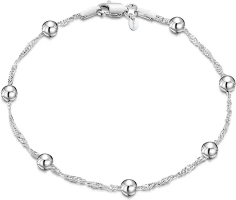 925 Sterling Silver Ball Bead Womens Armband-Mode-Temperament