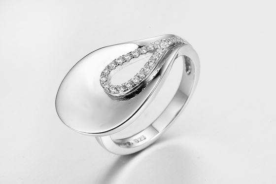 Klarer CZ Birnenförmiger 925 Silberband Ring Unisex / Damen Schmuck 2mm Breit