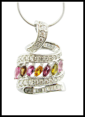 Tourmaline Ketten Art Natur Silber Edelstein Medaillon und raffinierte Lady Girl Silber Edelstein Halskette
