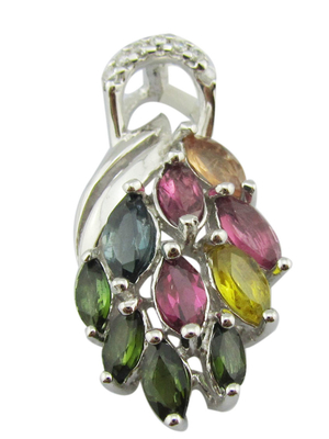 Marquise Silber Edelstein Drop Halskette Kreuzkette Akzent Detaildesign