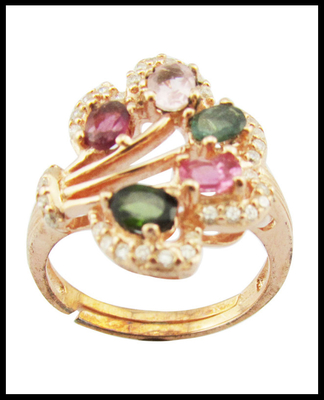Sterling Silber Edelstein Ringe mit 925 Reinheit Rhodium Plattierung Farbe Tourmalin Stein